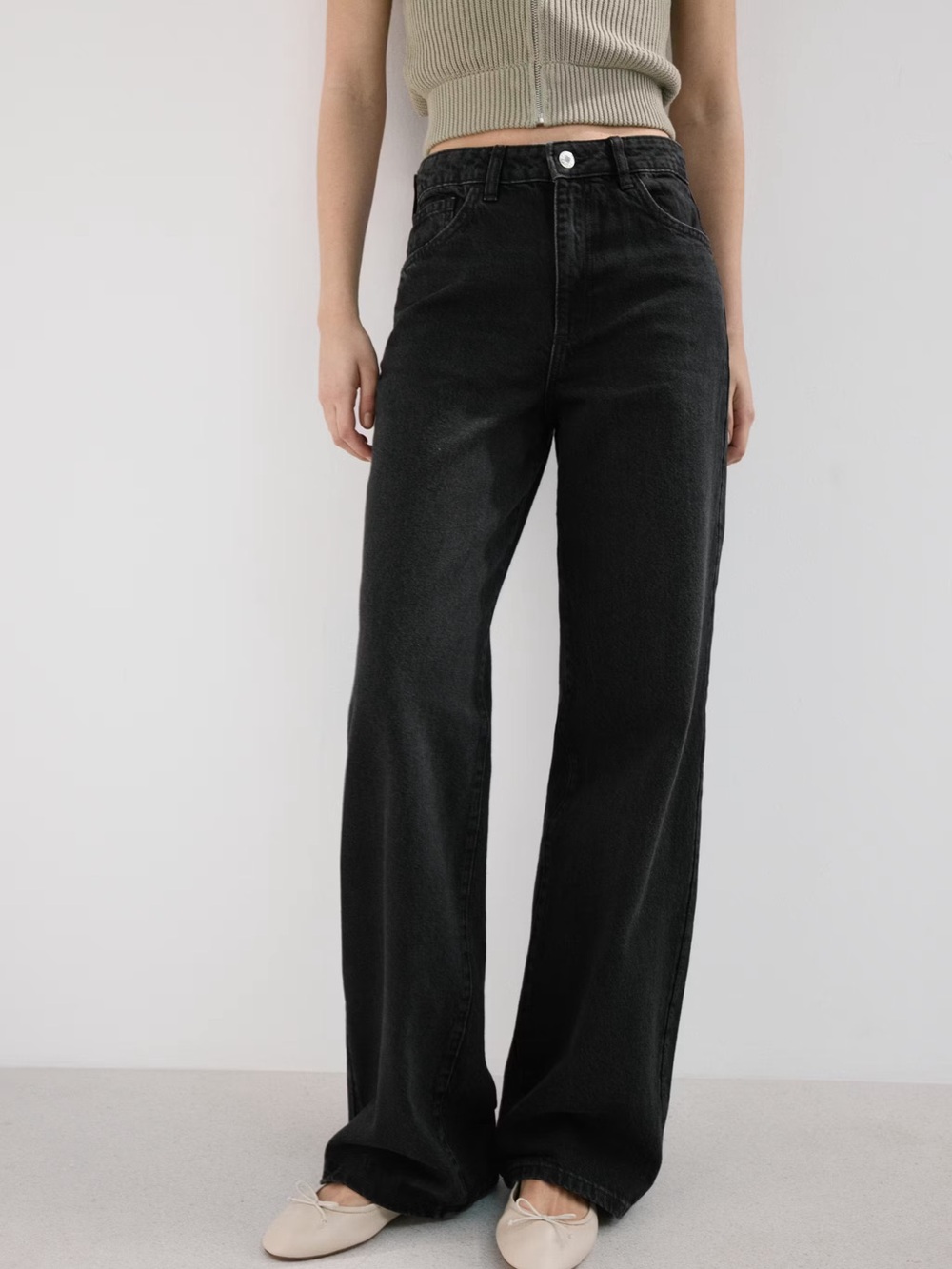 MANGO Danila High Waisted Wide Leg Jeans